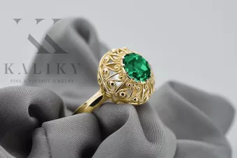 14k žluté zlato Smaragd  Vintage craft vrc059y